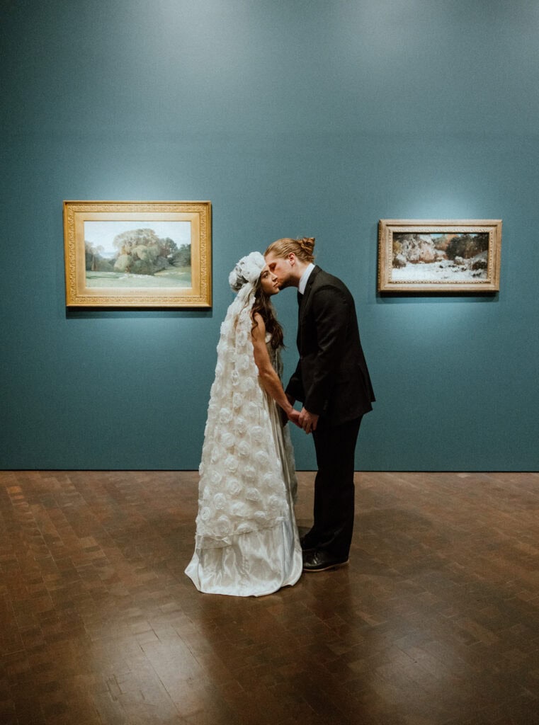 Eloping couple at the Denver Art museum 